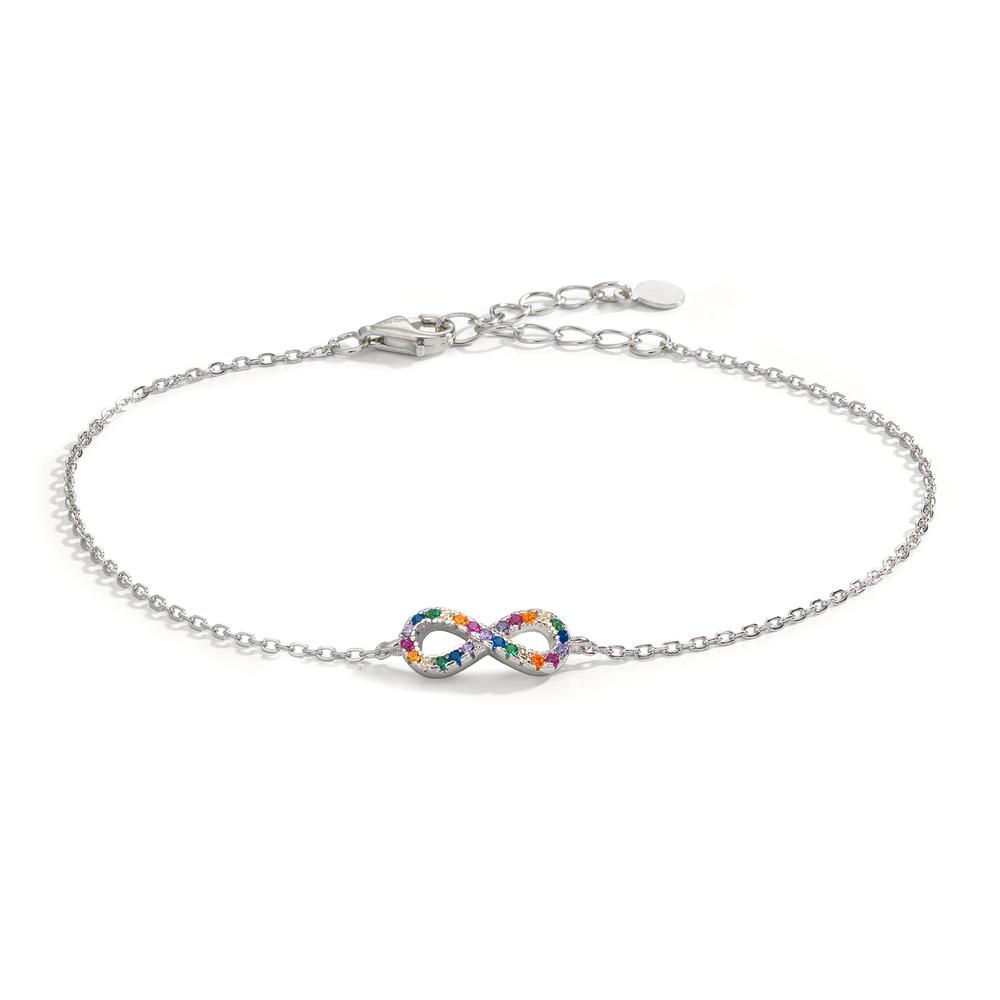 Armband Silber Zirkonia bunt rhodiniert Infinity 16-20 cm verstellbar-611129